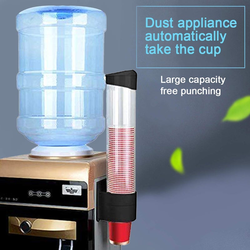 Tirifer Cup Dispenser Wall Mounted Plastic Water Dispenser Disposable Cup Holder Rack, Paste or Screw Plate Mountable for Paper Cups Halloween Party Supplies(L, Black) - Image 3